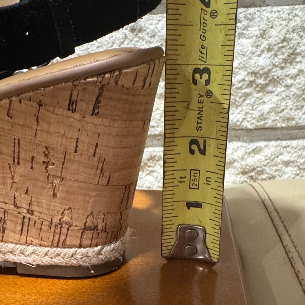 Franco Sarto Black Suede Cork Wedges - Picture 7 of 7
